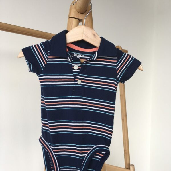 Striped Body suits ชุดบอดี้สูทคอปกลายทางสีน้ำเงิน