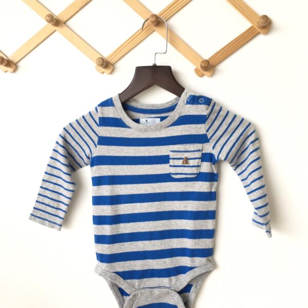 Body suit long sleeve shirt เสื้อบอดี้สูทยาวลายสีน้ำเงินสีเทา