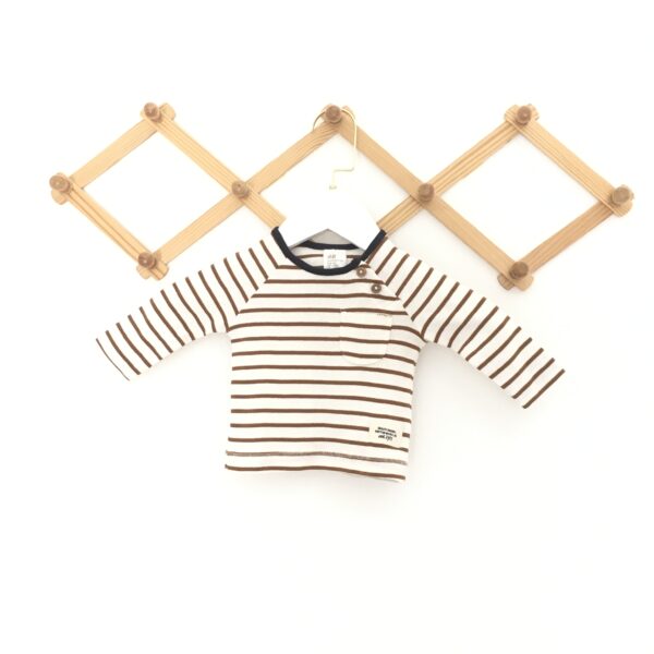 Jersey T-shirts เสื้อยืดลายขวางกระดุมไม้เบบี้