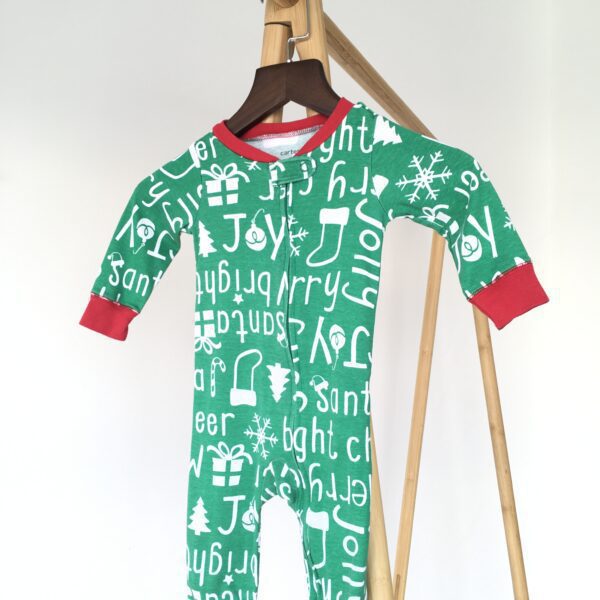 Christmas body suit ชุดนอนคอกลมขายาว ลายคริสต์มาส