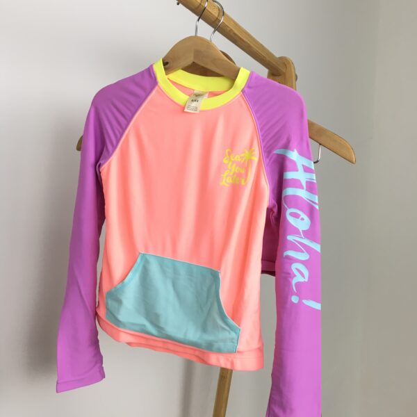 "Long Live Surf" Colorblock Rashguard & Bottoms Swimsuit Set ชุดว่ายน้ำ