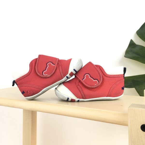 Mikihouse Baby Shoes ผ้าใบสำหรับเด็ก รูปหมีสีแดง