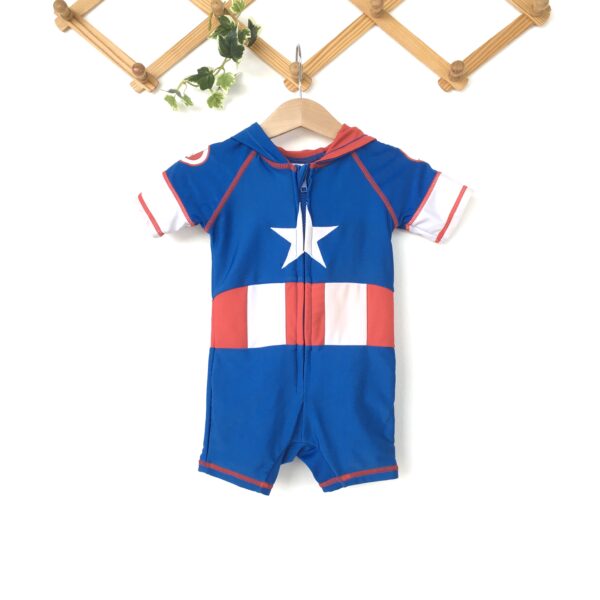 Kids Captain America Swimwear Bodysuitชุดว่ายน้ำเด็ก