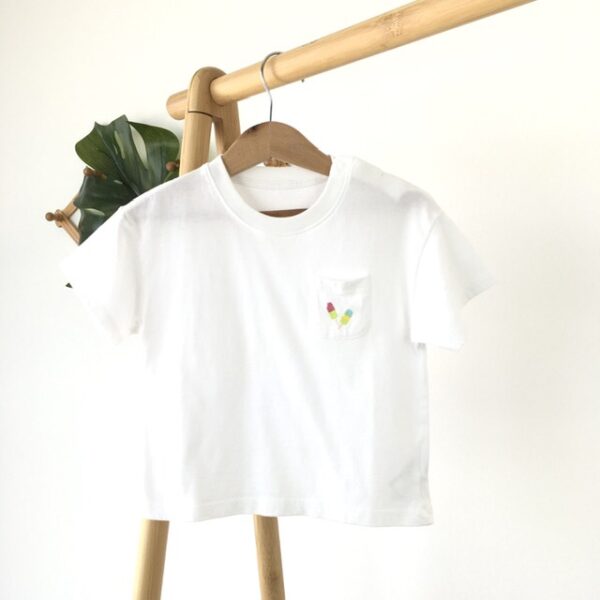 Ice cream embroidered T-shirt เสื้อยือคอกลมลายปักไอศครีม
