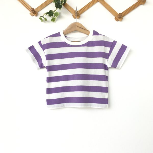 Cotton round neck short sleeve striped t-shirtเสื้อยืดคอกลมลายขวาง